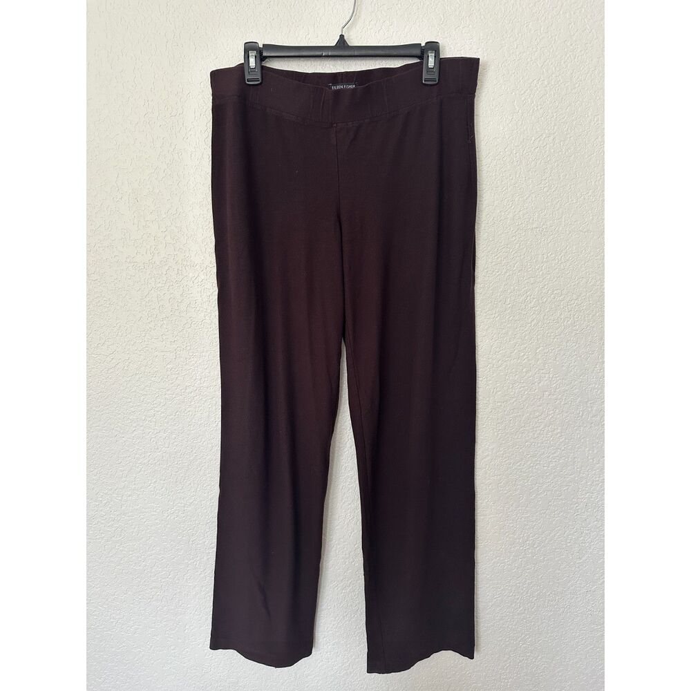 Eileen Fisher Brown Pull On Elastic Waist Pants Viscose Nylon Lycra Size Medium